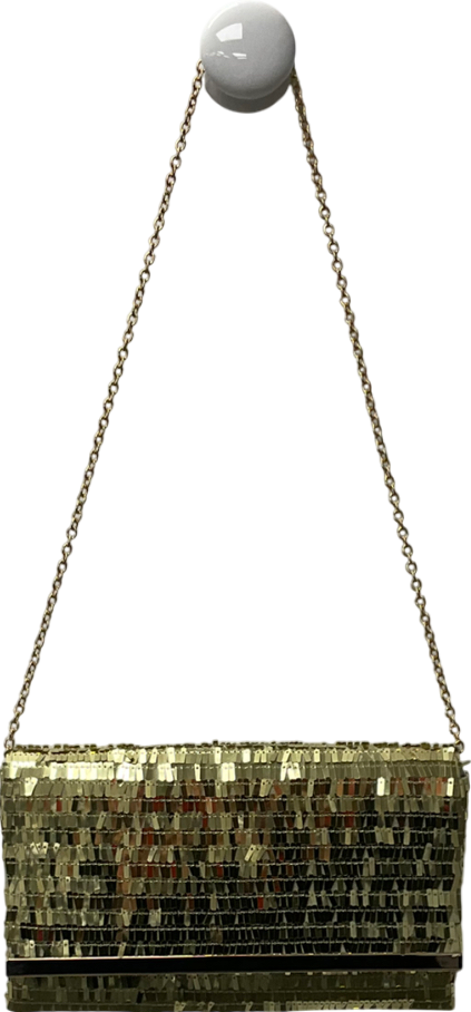 Next Metallic Gold Sequin Clutch Bag With Detachable Cross-body Chain One Size