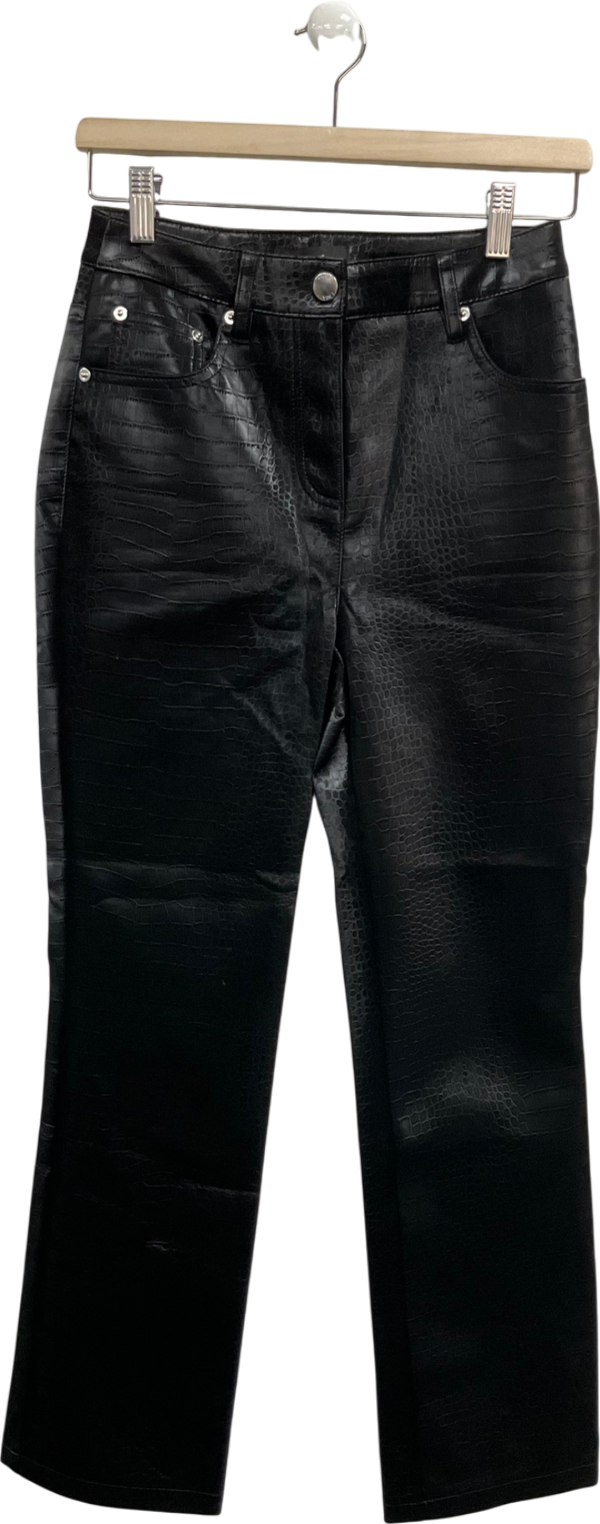 Next Sosander Black Croc Effect Straight Leg Trousers UK 6