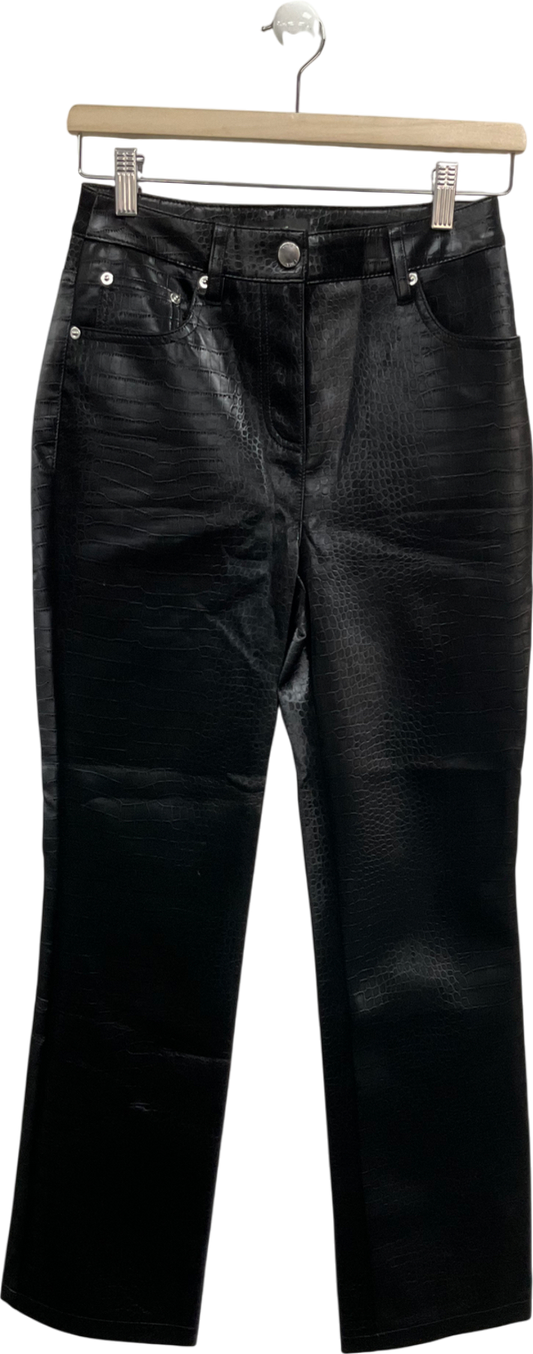 Next Sosander Black Croc Effect Straight Leg Trousers UK 6