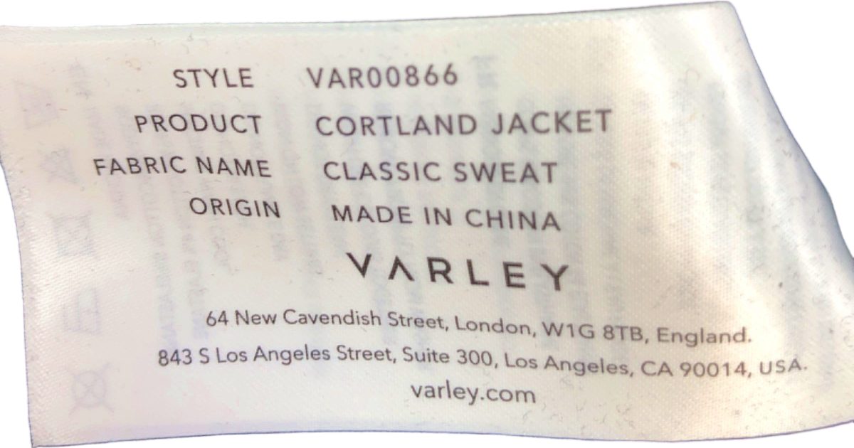 Varley Black Cortland Jacket UK Medium