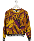JUST CAVALLI Purple / Yellow Logo Tape Blouse UK XS