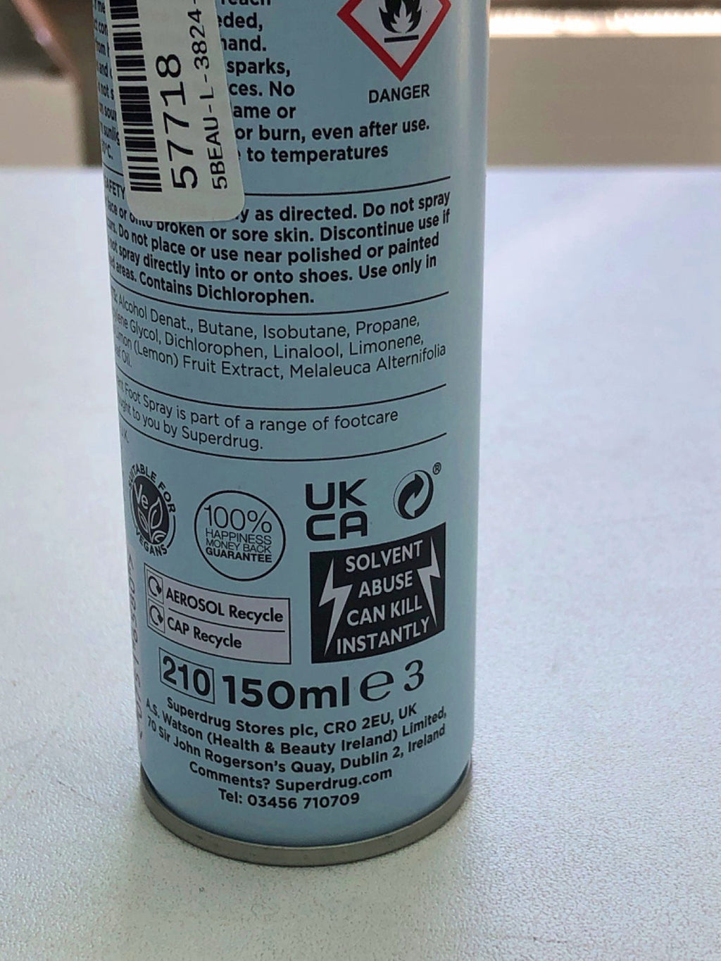 Superdrug Deodorant Foot Spray With Lemon and Tea Tree 150ml