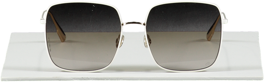 Dior White / Gold Diorstellaire1 Square Metal Sunglasses