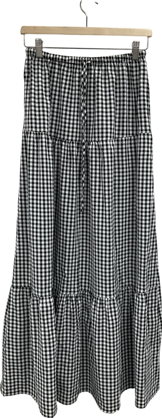 boohoo Black Gingham Maxi Skirt UK 10