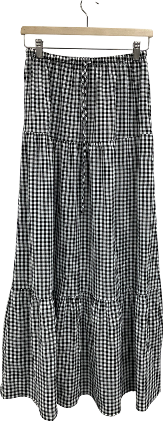 boohoo Black Gingham Maxi Skirt UK 10