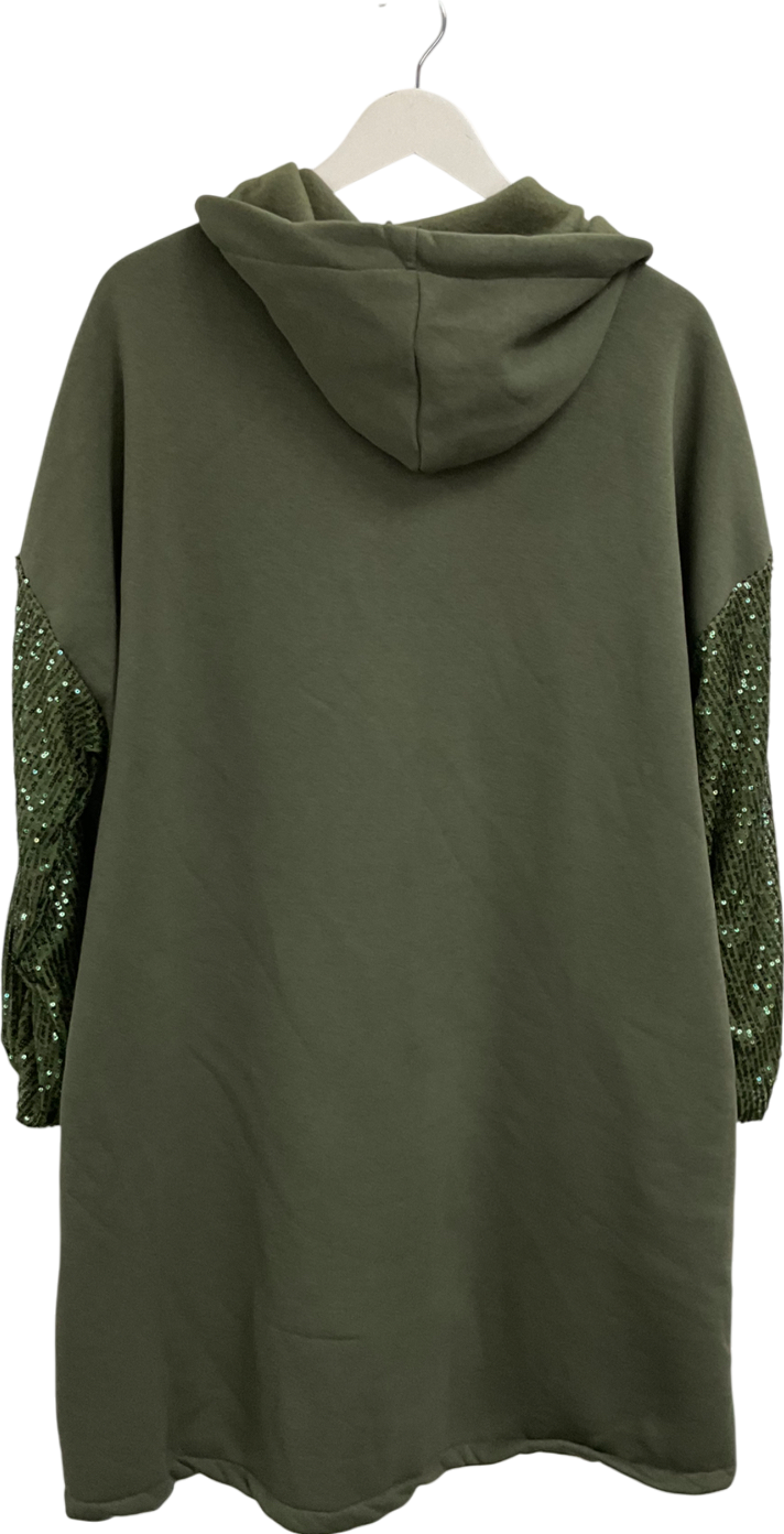 New Collection Green Sequin Sleeved Longline Full Zip Jacket UK XXL