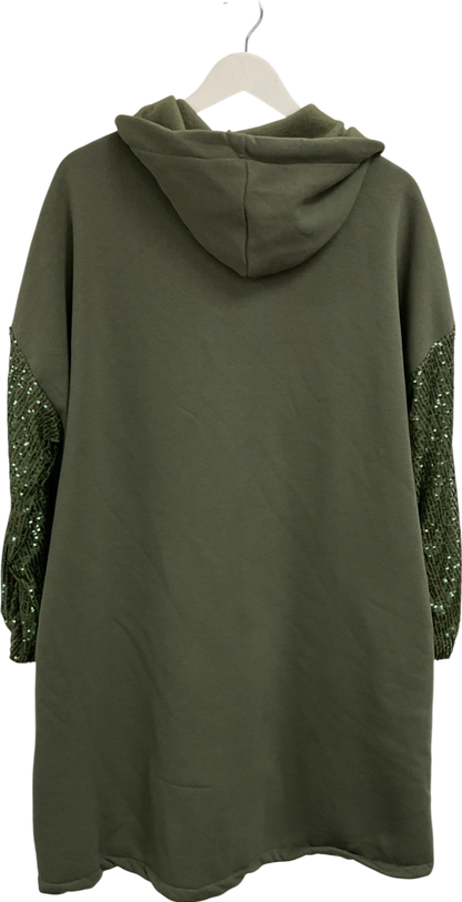 New Collection Green Sequin Sleeved Longline Full Zip Jacket UK XXL