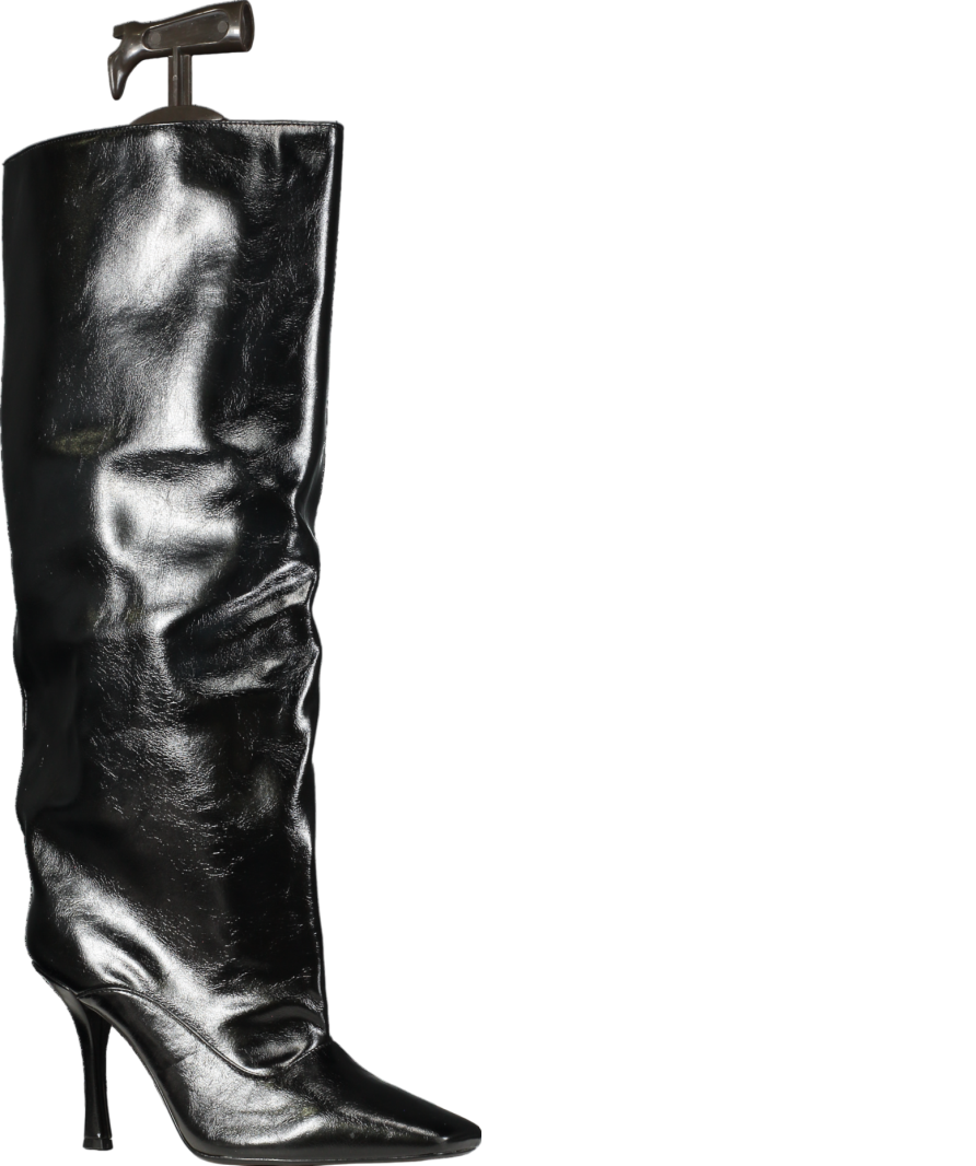 River Island Black Square Toe High Leg Boots UK 8 EU 41 👠