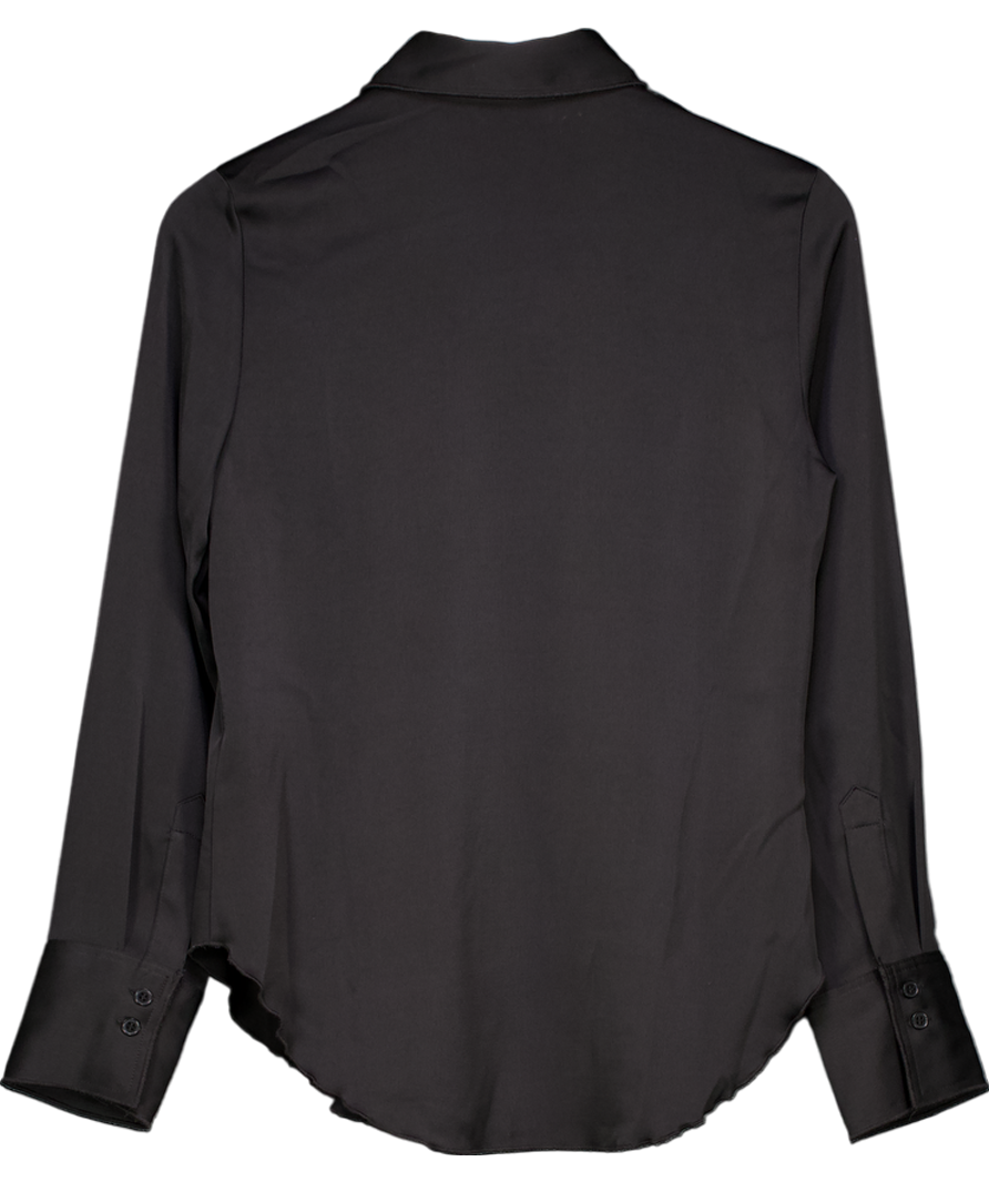 H&M Black Satin Shirt UK XS