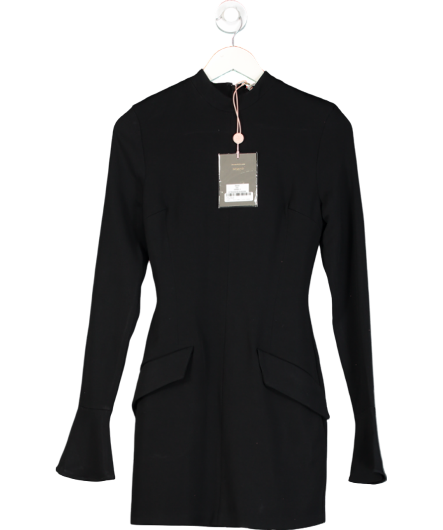 House of CB Black Mahalia Fluted Sleeve Mini Dress UK S