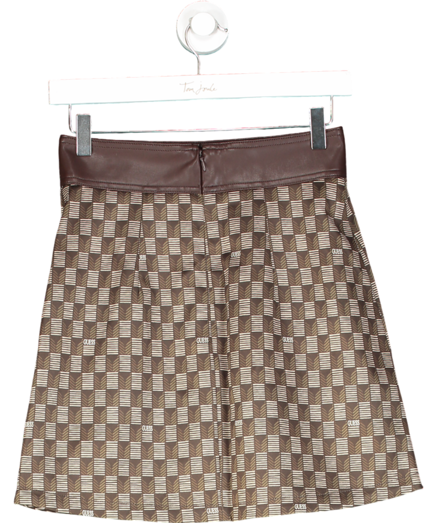 Guess Brown All Over Print Mini Skirt UK 6