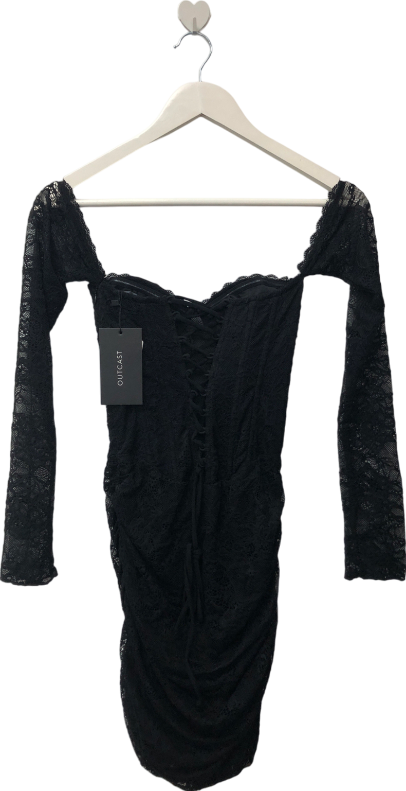 outcast Letisha Long Sleeve Mini Dress Black UK XS