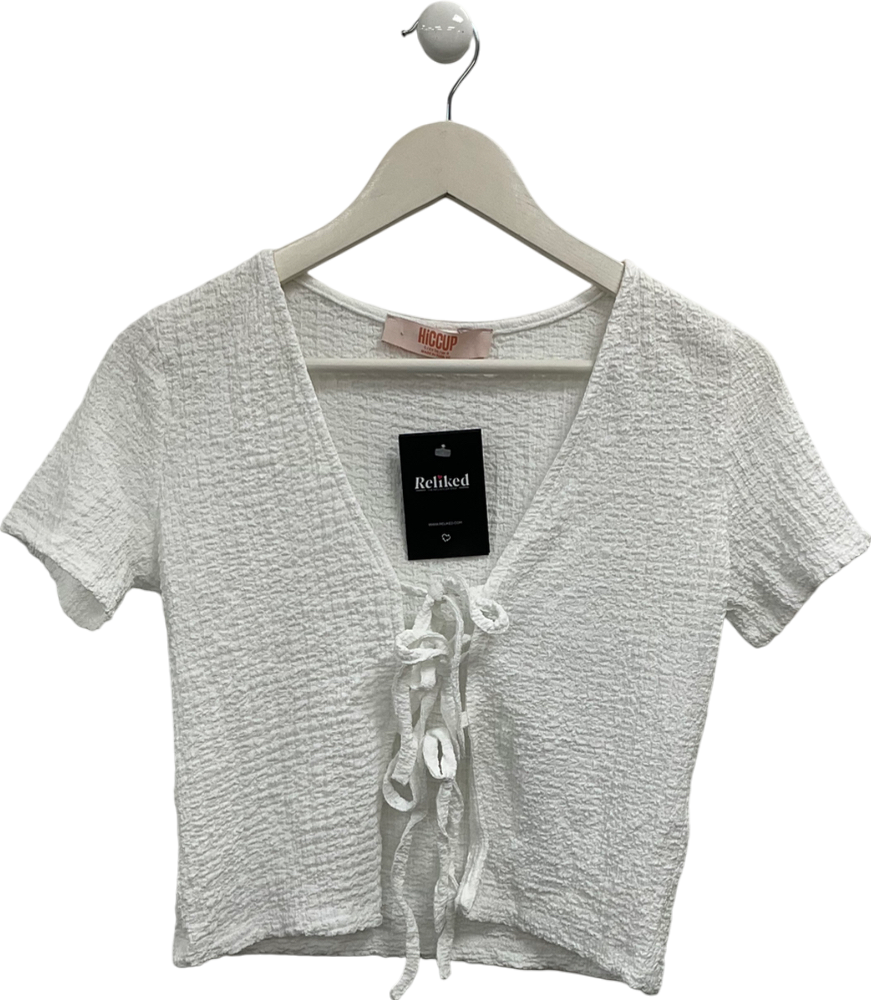 hiccup White Tie Front Textured Top UK S