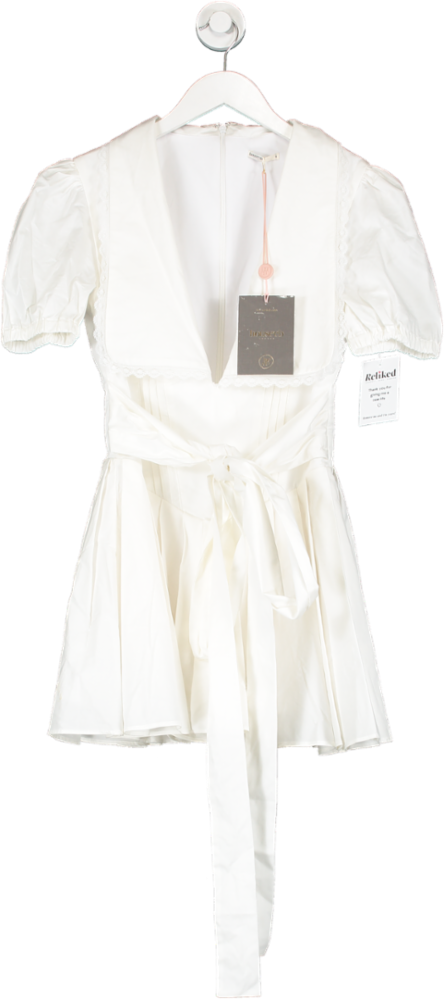 House of CB White Piera Pleated Mini Dress UK S