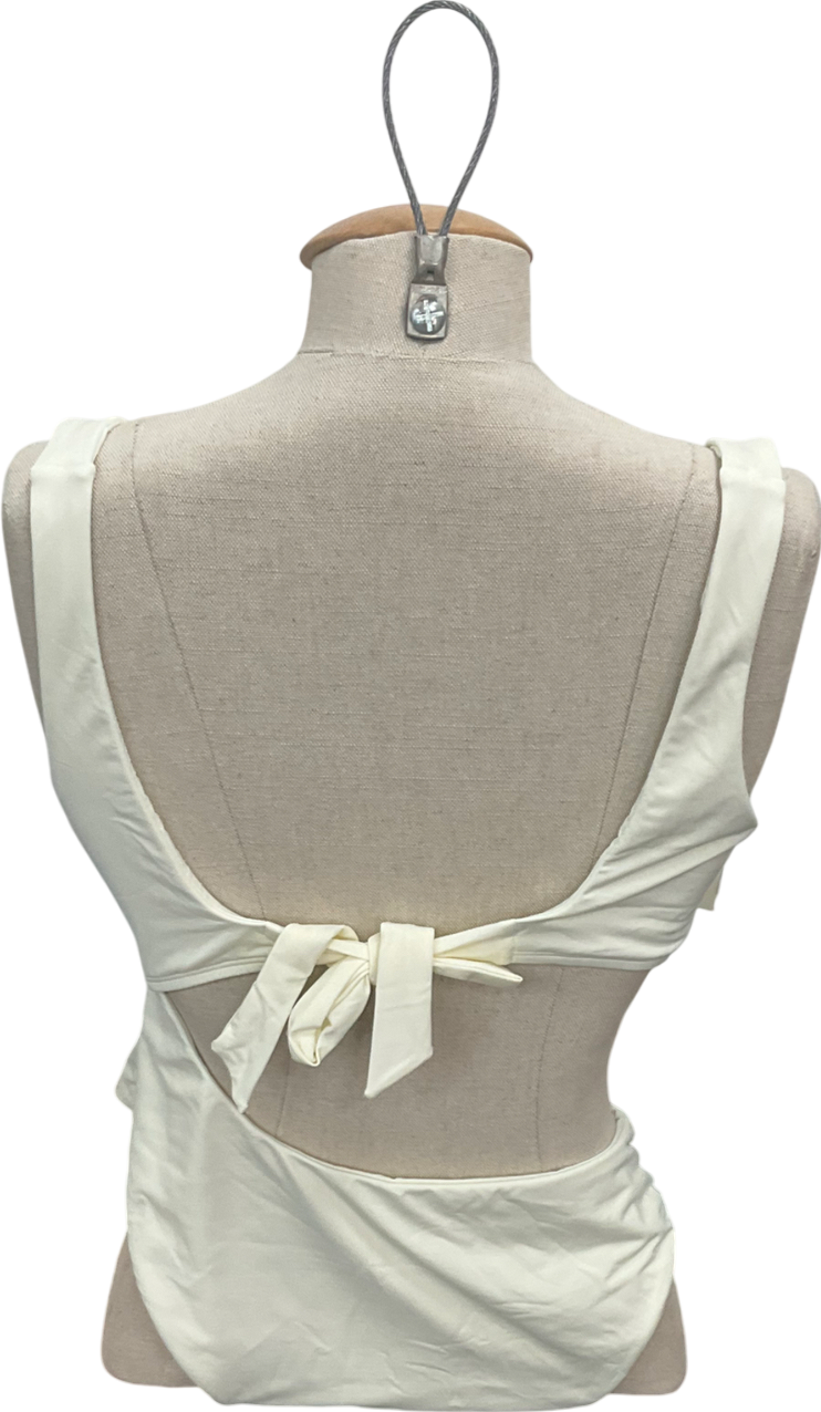 Monday Swimwear Cream St Barth's V-neck Recycled-polyester-blend Swimsuit UK 12-14