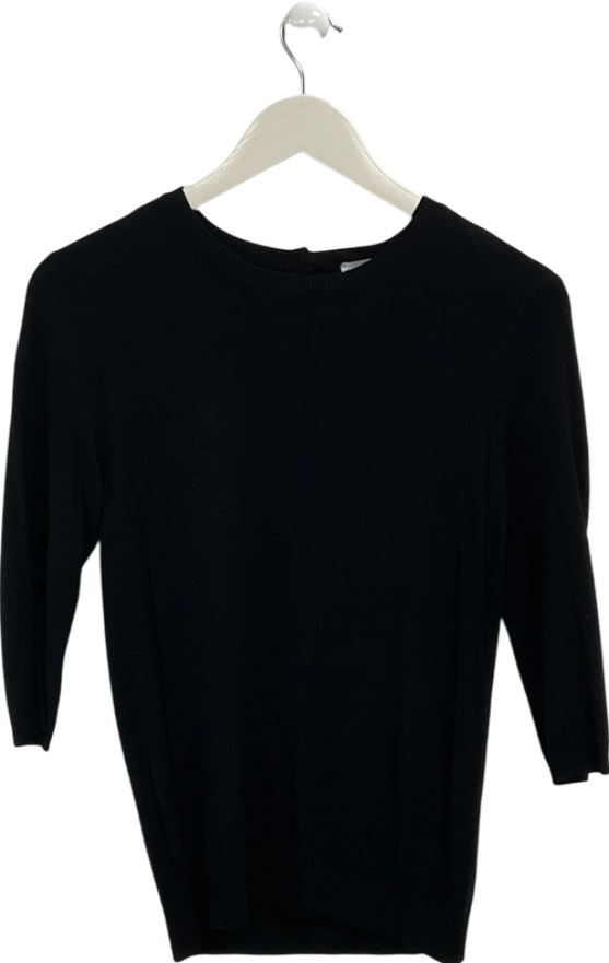ZARA Black Cotton 3/4 Sleeve Top UK M