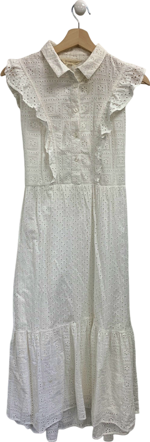 Beaufort & Blake White Eyelet Midi Dress UK 6