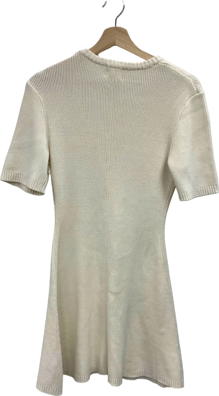 H&M White Ribbed Knit Dress UK S