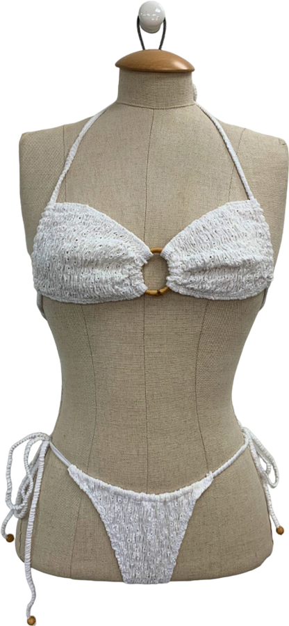 Indah White Textured Bikini Set UK S