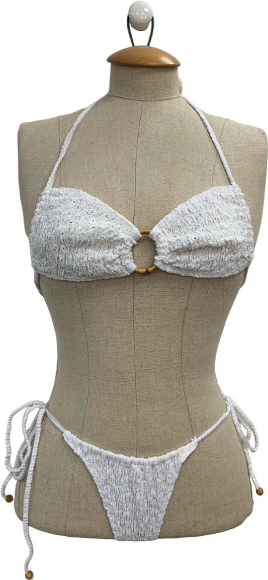 Indah White Textured Bikini Set UK S