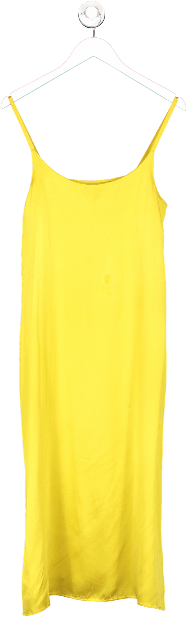 Asceno Yellow Silk Slip Dress With Side Slits UK S