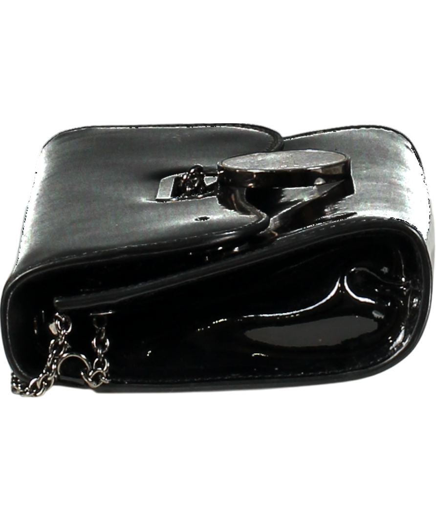 Christian Louboutin Black Patent Leather Riveiera Shoulder Clutch Bag