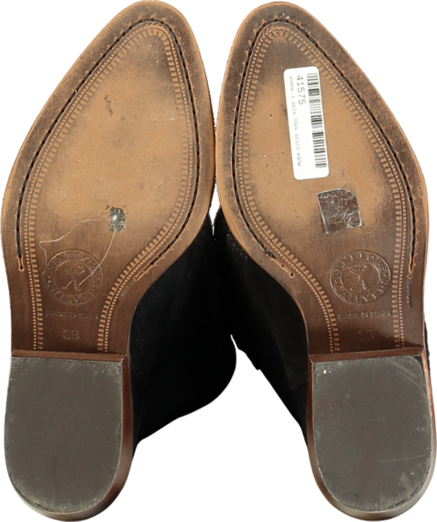 Penelope Chilvers Black Embroidered Suede Ladies Cowboy Boot UK 5 EU 38 👠