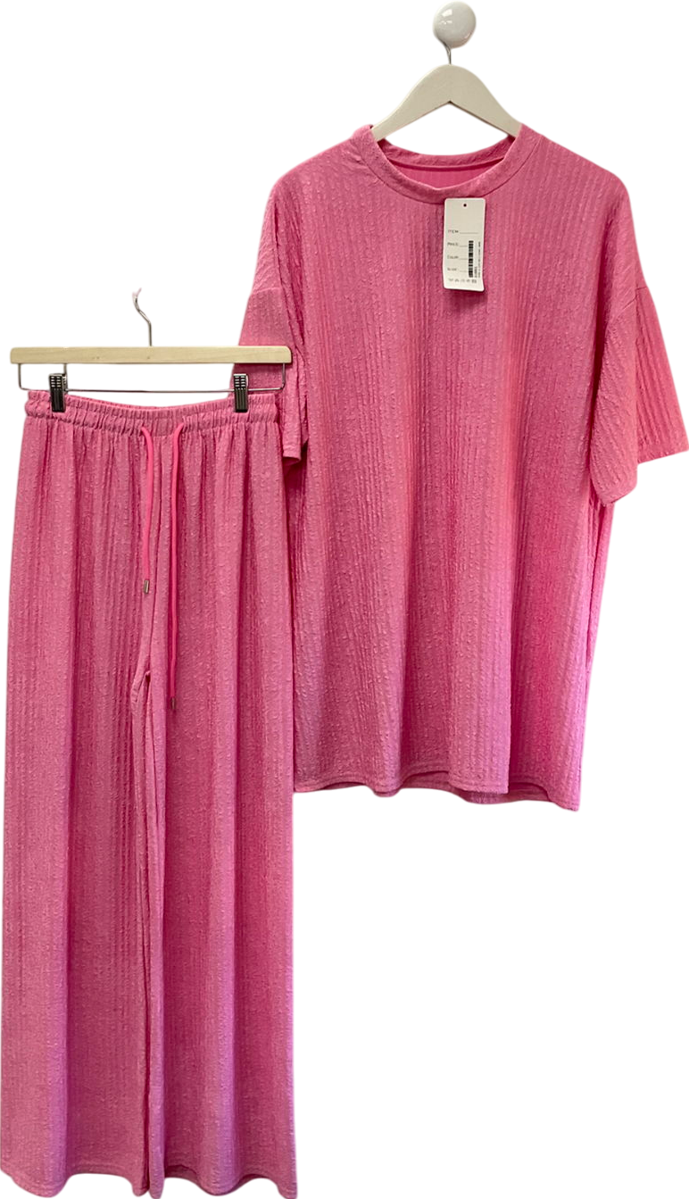 TU Pink Textured Oversized Top And Wide Leg Trousers Co-ord Set UK XL