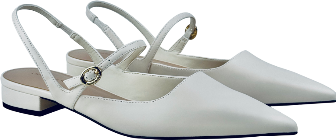 CHARLES & KEITH Roxane Slingback Mary Jane Flats - Chalk White UK 6 EU 39 👠