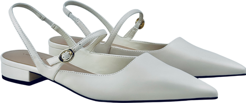 CHARLES & KEITH Roxane Slingback Mary Jane Flats - Chalk White UK 6 EU 39