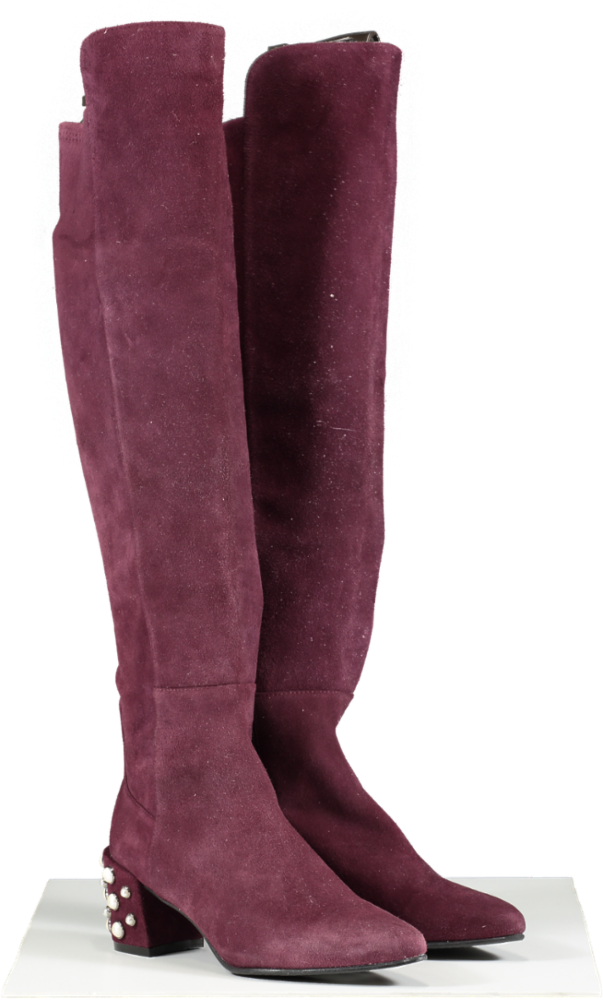 Stuart Weitzman Red Suede Knee High Boot In Bordeaux UK 2 EU 35 👠