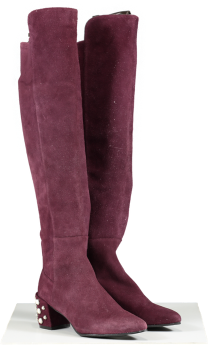 Stuart Weitzman Red Suede Knee High Boot In Bordeaux UK 2 EU 35 👠