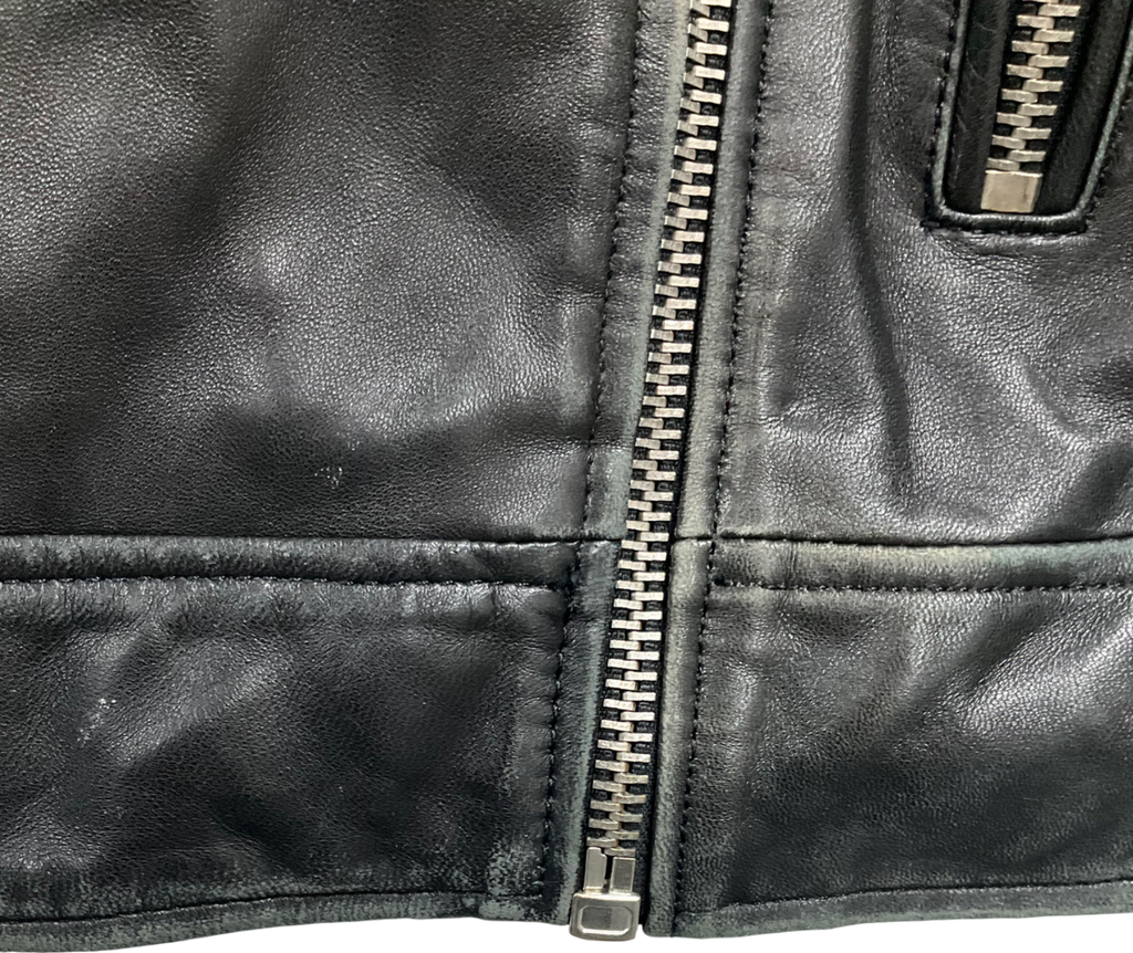 ZARA Black Oversized Leather Biker Jacket UK S