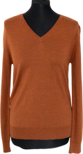SUNSPEL Rust Brown Luxury Merino Wool & Silk Blend Jumper UK XXS