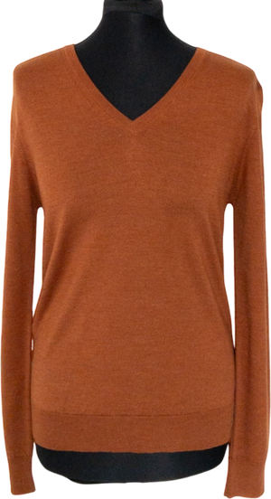 SUNSPEL Rust Brown Luxury Merino Wool & Silk Blend Jumper UK XXS