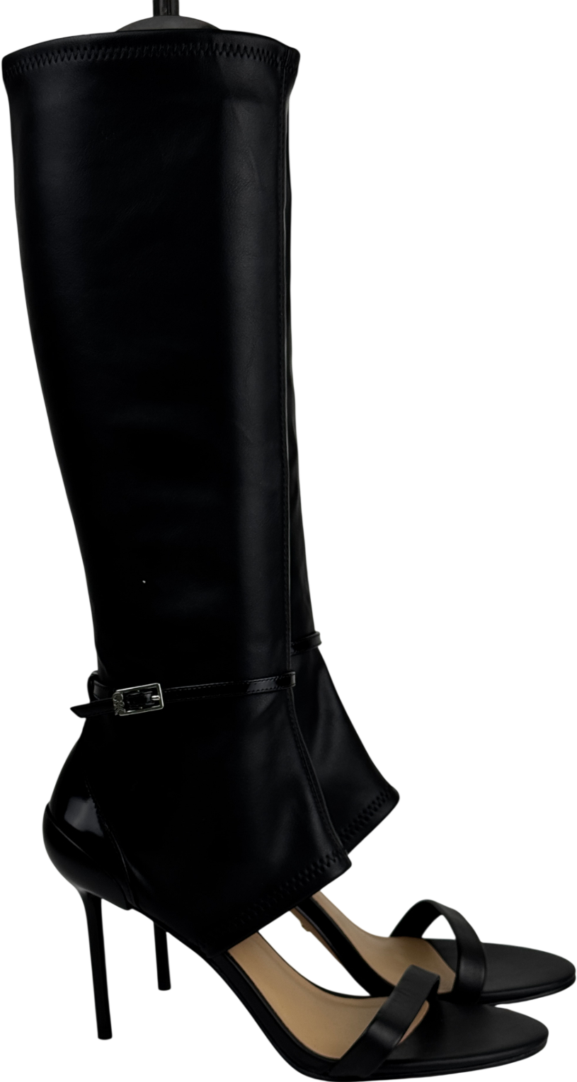 CHARLES & KEITH Black Gabriel Leather Stiletto-heel Boot Sandals UK 6 EU 39 👠