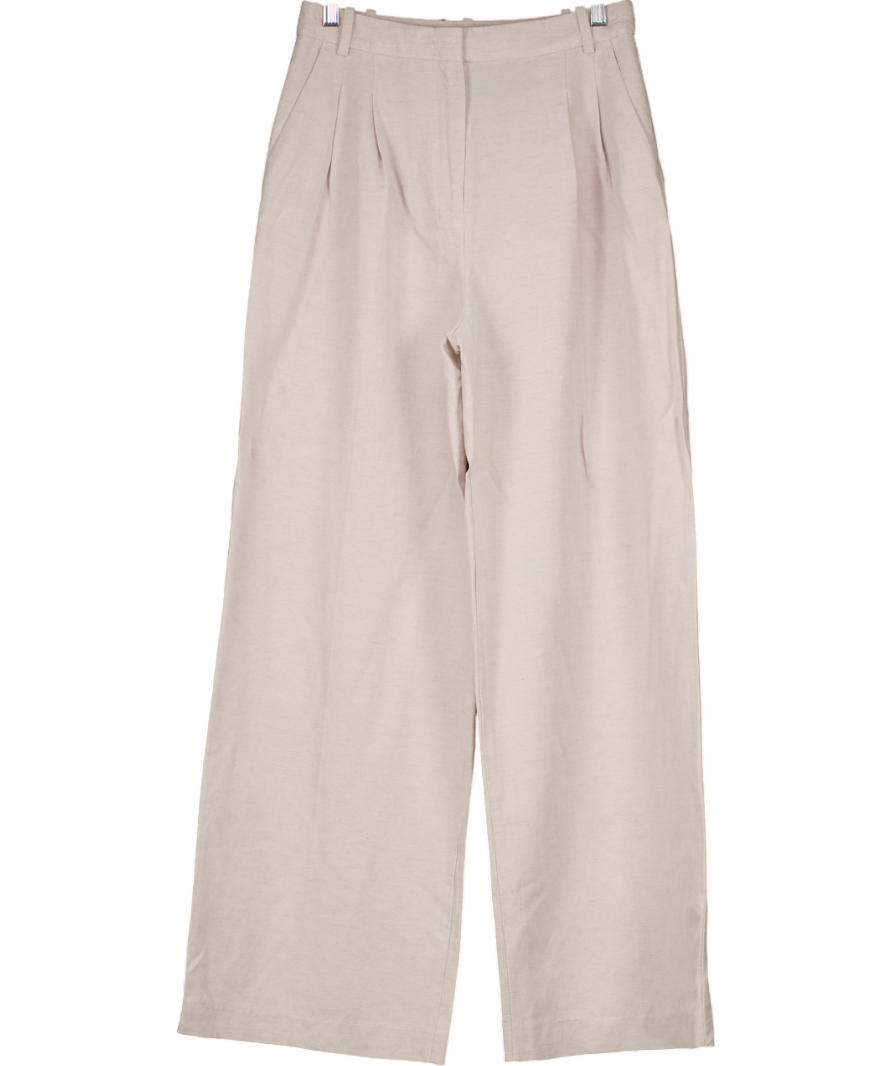 H&M Beige Linen-blend Trousers UK 8