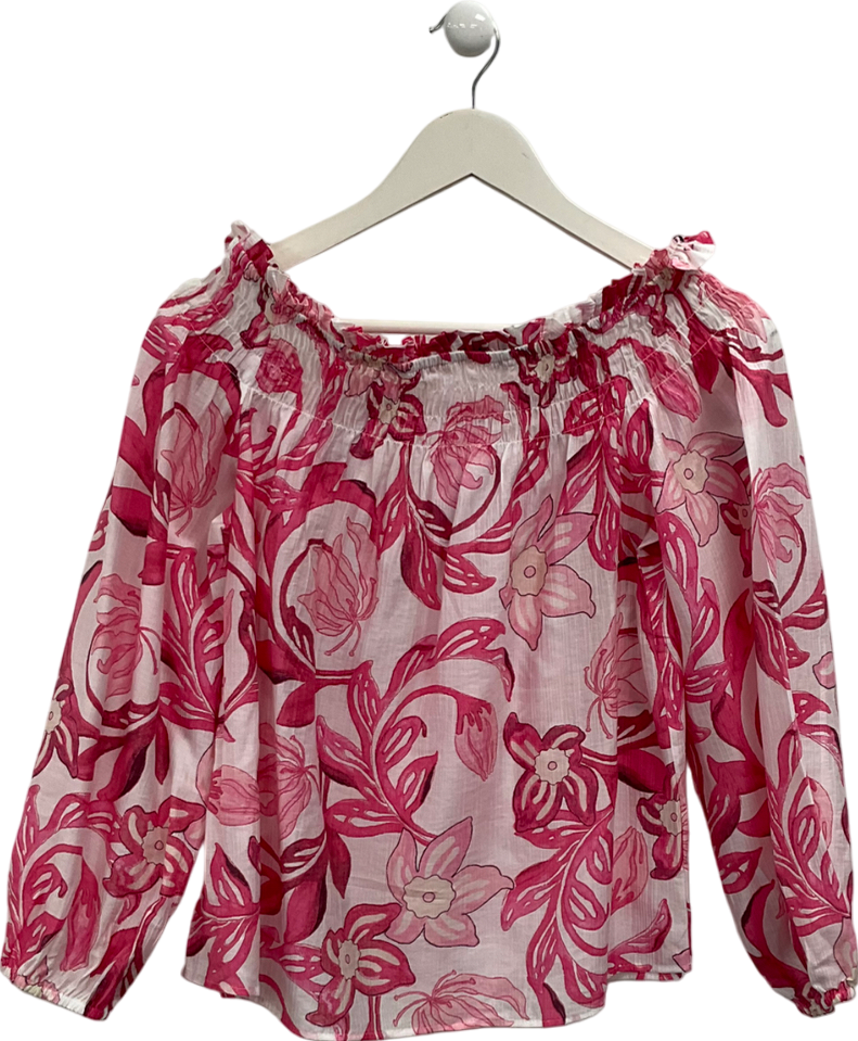 H&M Pink Off The Shoulder Floral Print Top UK S