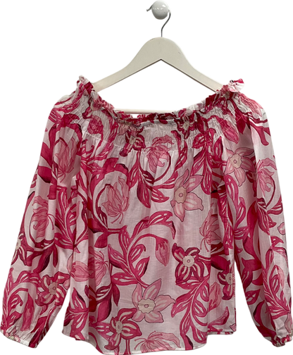 H&M Pink Off The Shoulder Floral Print Top UK S