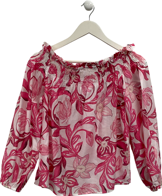 H&M Pink Off The Shoulder Floral Print Top UK S