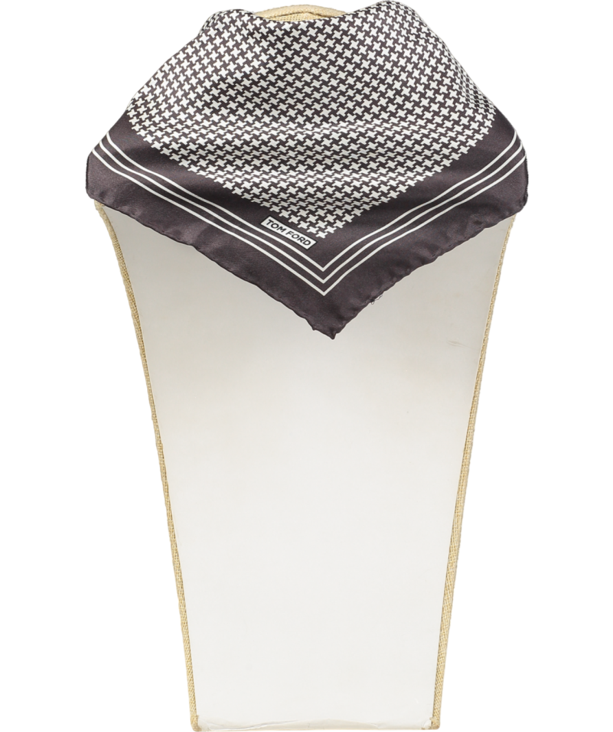 Tom Ford Brown Pocket Square 100% Silk with Logo