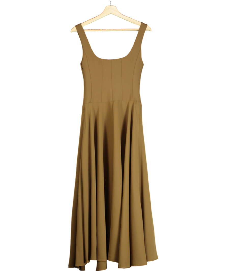 OddMuse Brown The Ultimate Muse Low Waist Square Neck Midi Dress UK S