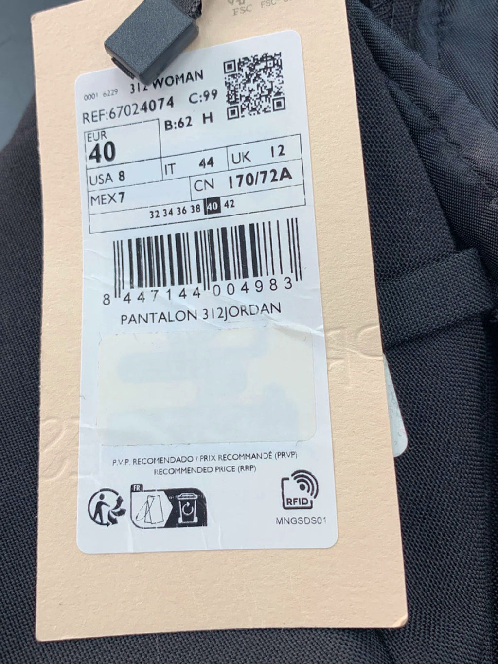 MANGO Premium Black Wool Suit Trousers UK 12