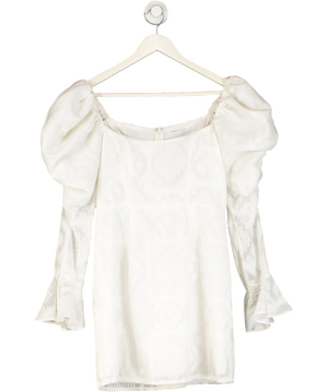 Saints + Secrets White Textured Puff Sleeve Mini Dress UK 10