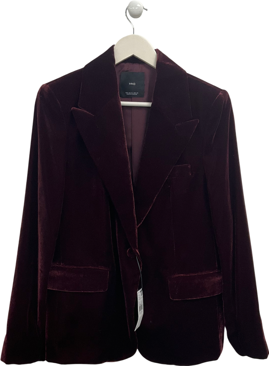 MANGO Red Structured Velvet Jacket UK L