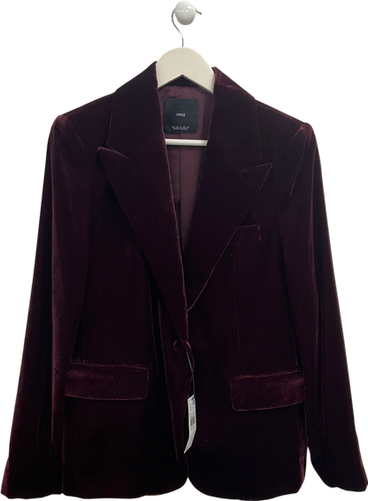 MANGO Red Structured Velvet Jacket UK L