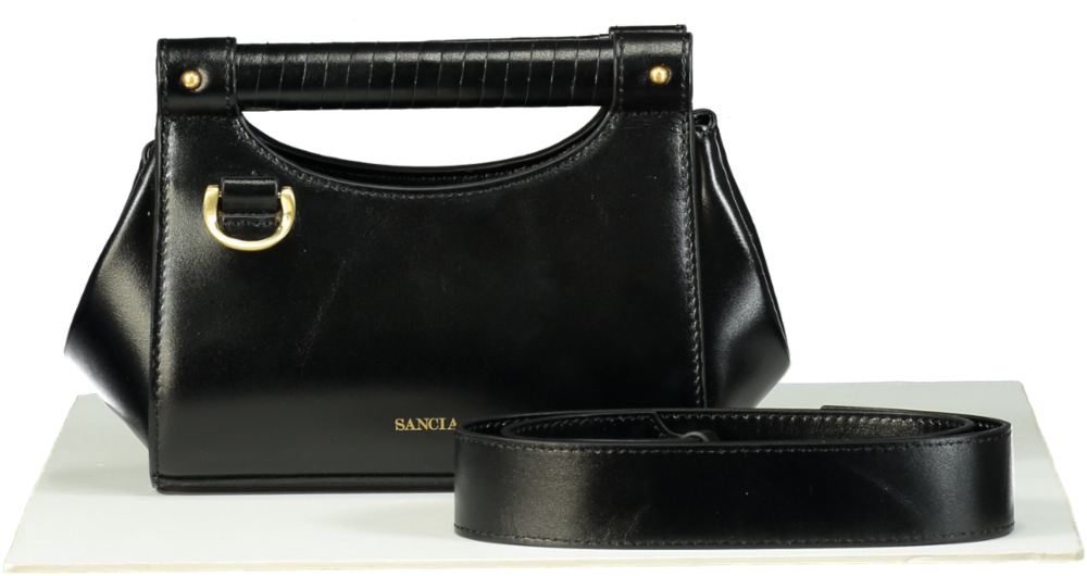 Sancia Black Leather Handbag
