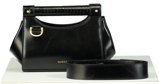 Sancia Black Leather Handbag