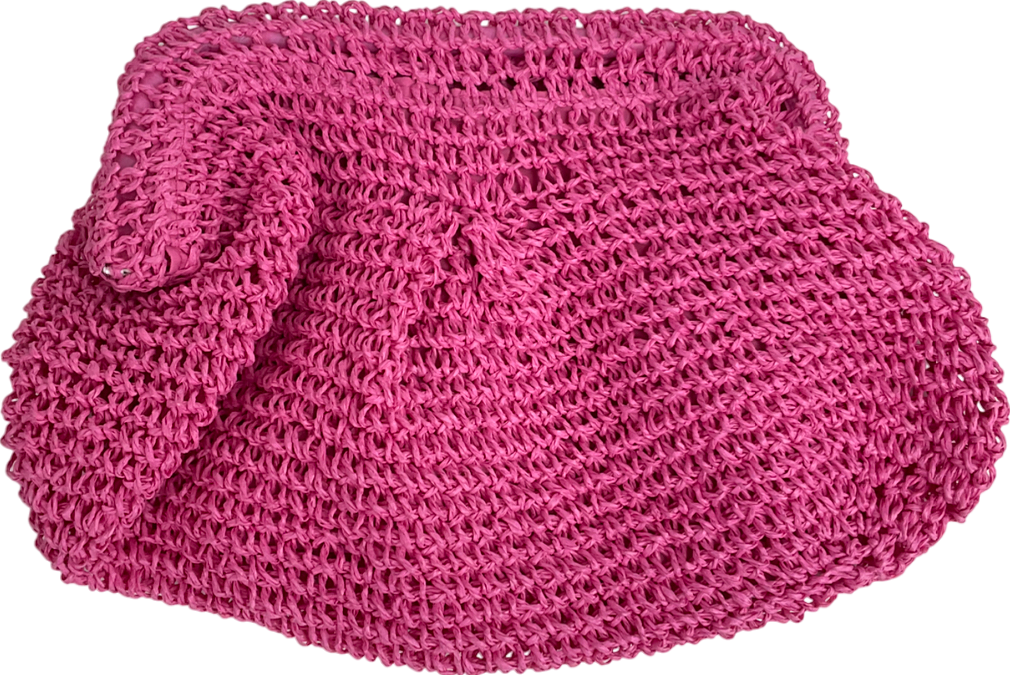 boohoo Pink Straw Clutch Bag