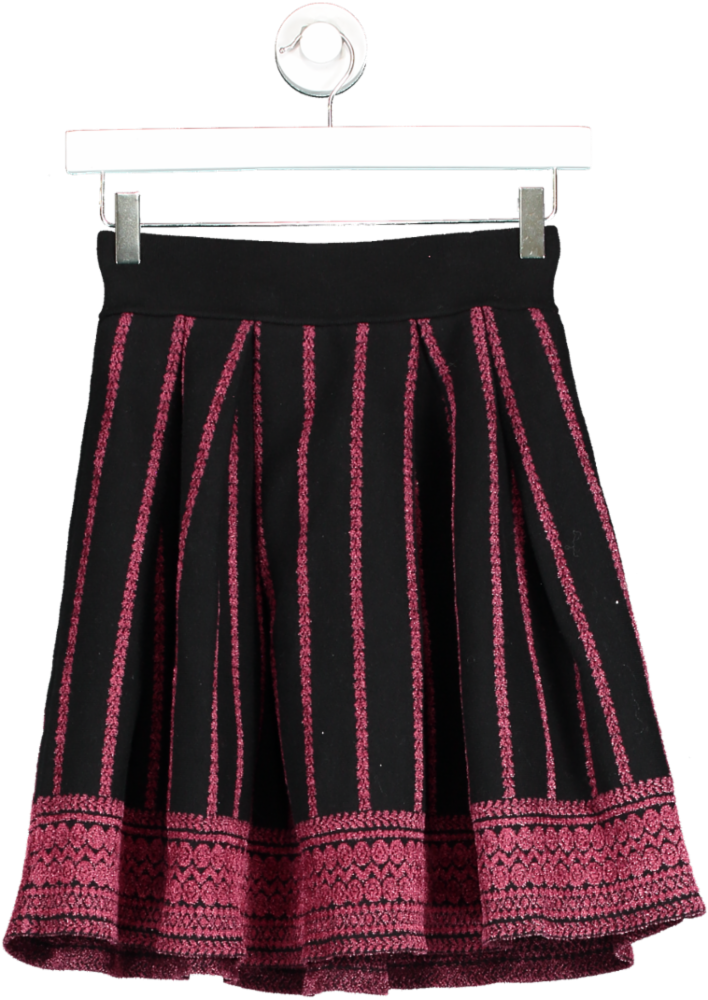 Maje Black Short Skirt With Patterned Hem UK XS/S